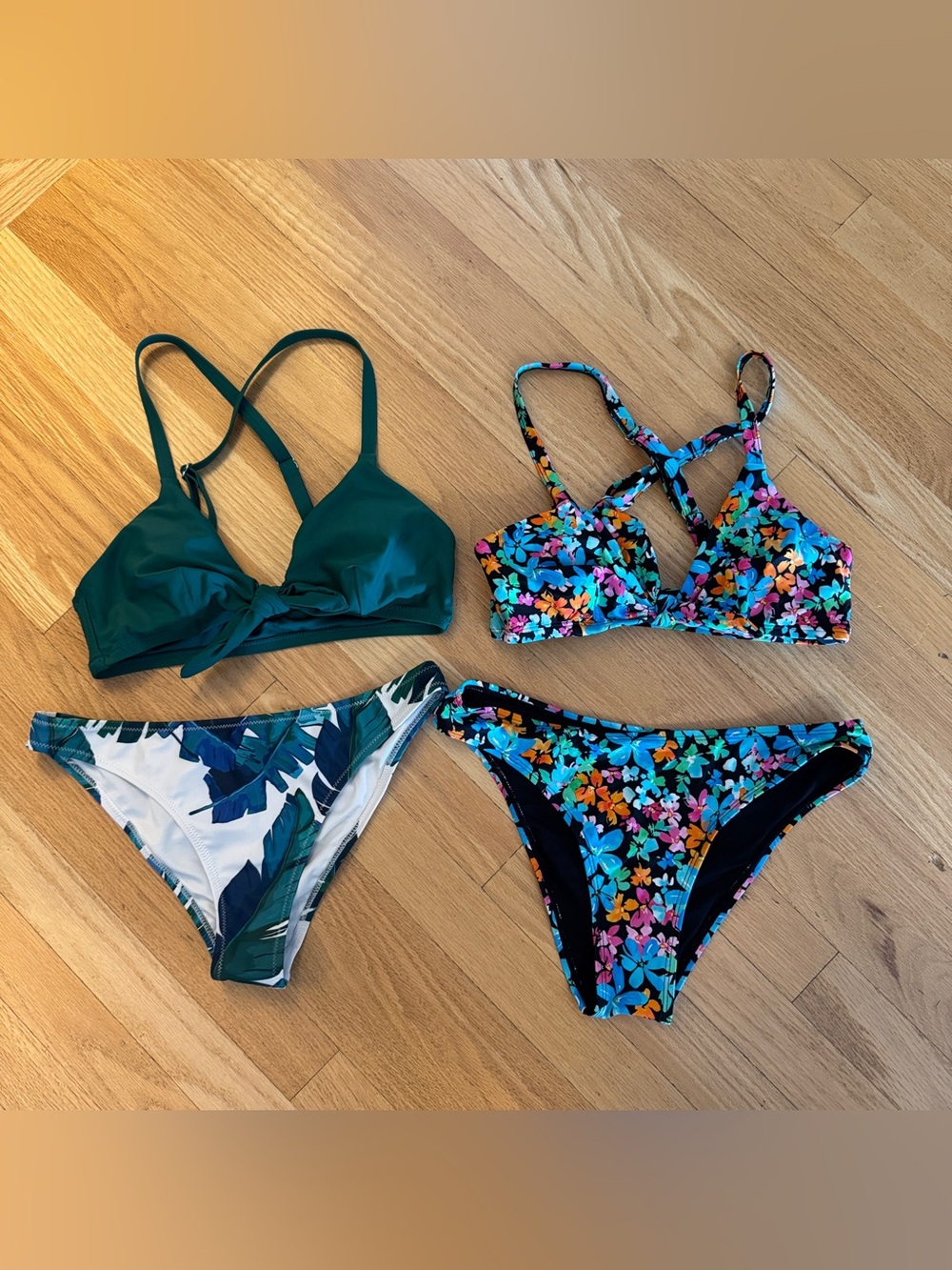 Bundle of 2 CUPSHE two-piece bikini matching swimsuit sets